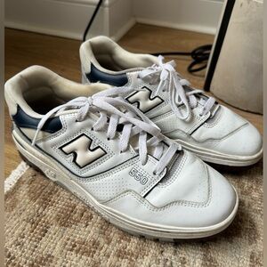 New Balance 550 White and Navy Sneakers